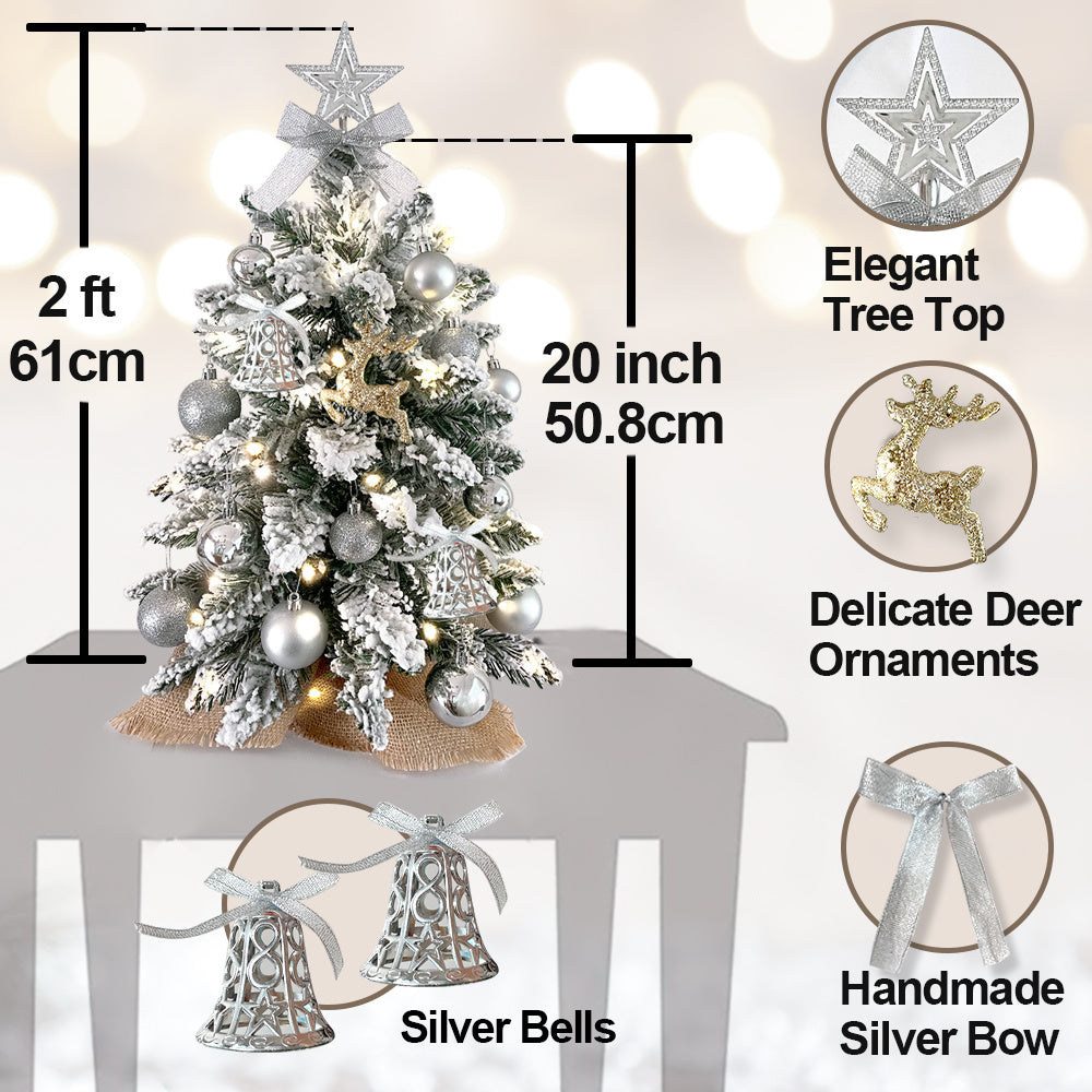 mini tabletop Christmas tree with lights