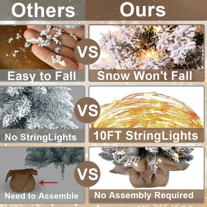 mini tabletop Christmas tree with lights