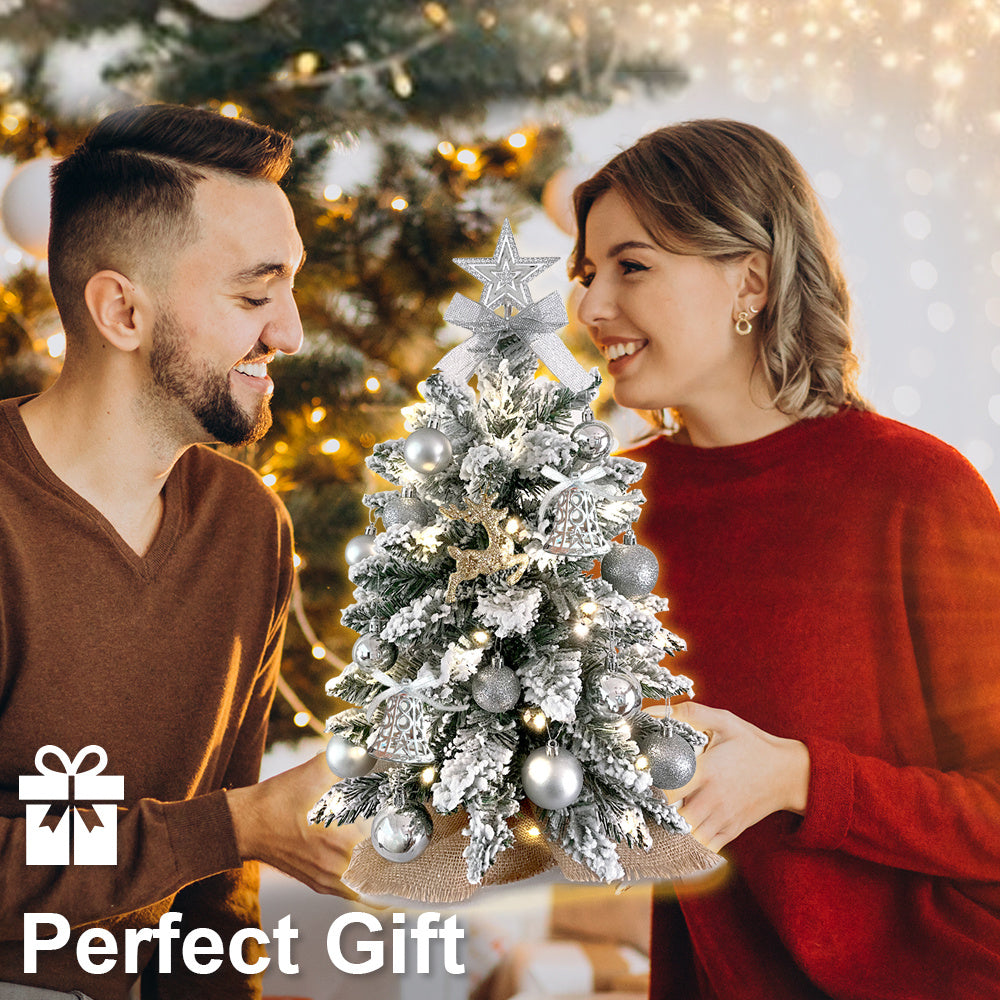 mini tabletop Christmas tree with lights