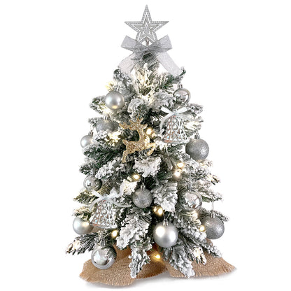 mini tabletop Christmas tree with lights
