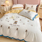 four-piece embroidered quilt cover for washed cotton bed