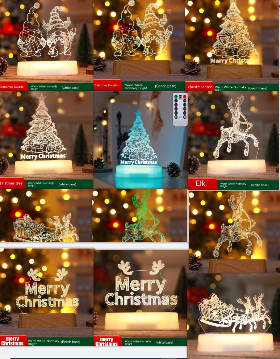 Christmas Decoration 3D Lamp Acrylic: LED Night Lights