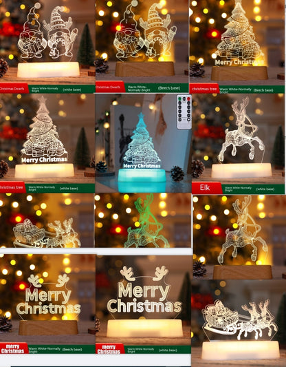 Christmas Decoration 3D Lamp Acrylic: LED Night Lights